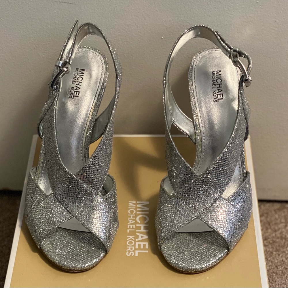 Michael Kors Becky Sandals Silver Glitter